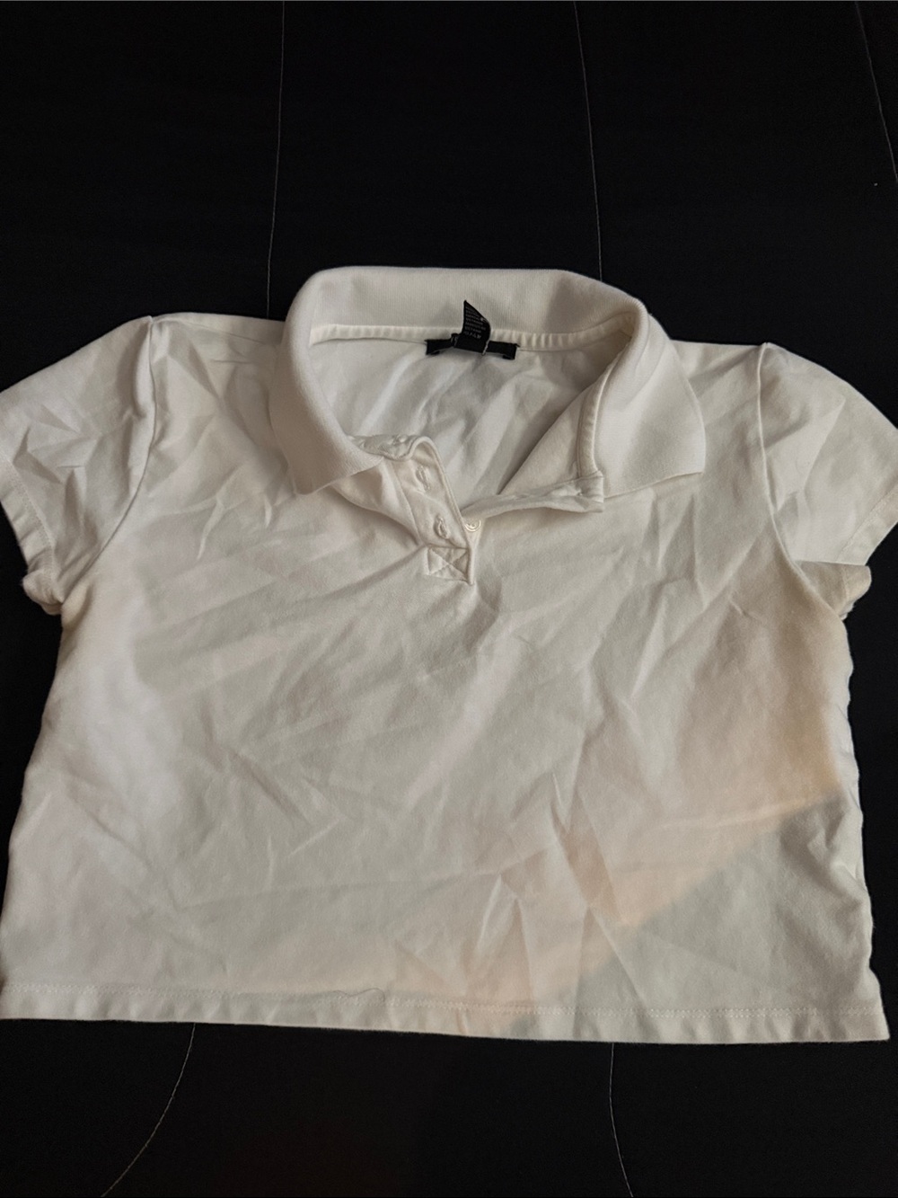 Forever 21 White Cropped Polo Top